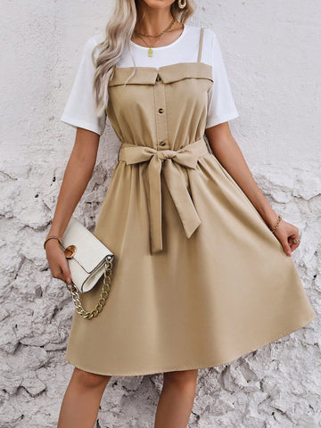Color Block 2 In 1 Dress
