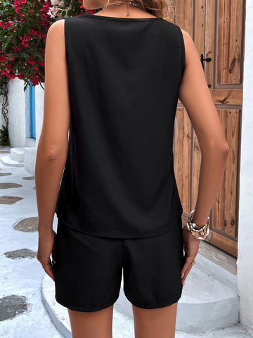 Contrast Tape Tank Top & Shorts