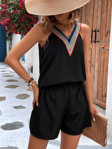 Contrast Tape Tank Top & Shorts