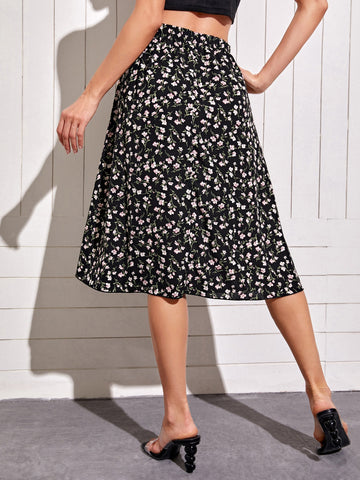 VCAY Ditsy Floral Print Flare Skirt