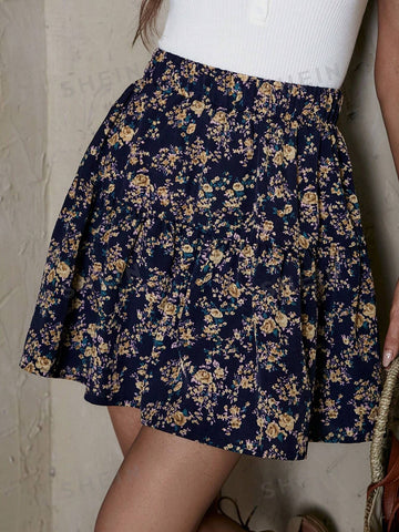 VCAY Ditsy Floral Print Flare Skirt