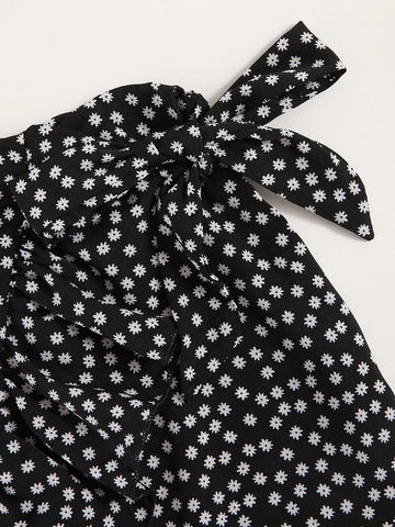 VCAY Ditsy Floral Tie Side Wrap Skirt