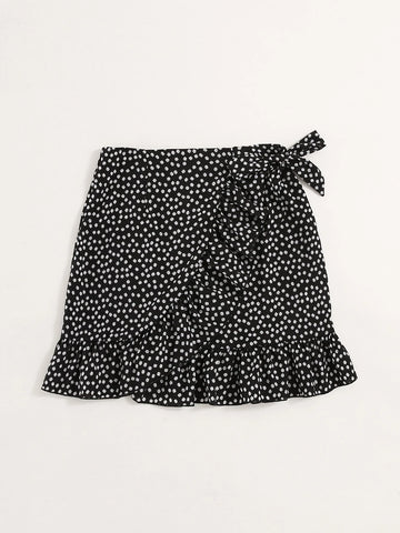 VCAY Ditsy Floral Tie Side Wrap Skirt