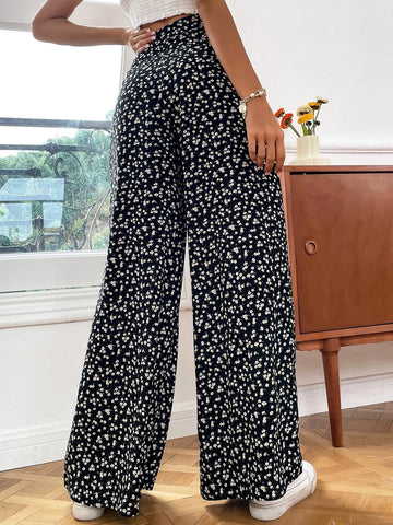 VCAY Ditsy Floral Wide Leg Pants