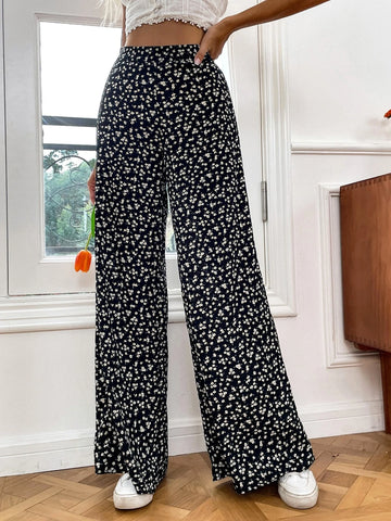 VCAY Ditsy Floral Wide Leg Pants