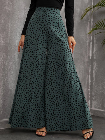 VCAY Dot Print Wide Leg Pants
