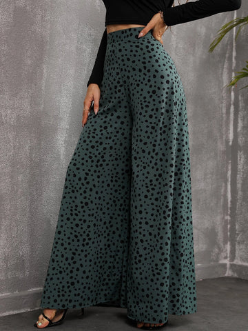VCAY Dot Print Wide Leg Pants