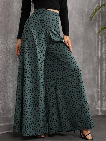 VCAY Dot Print Wide Leg Pants