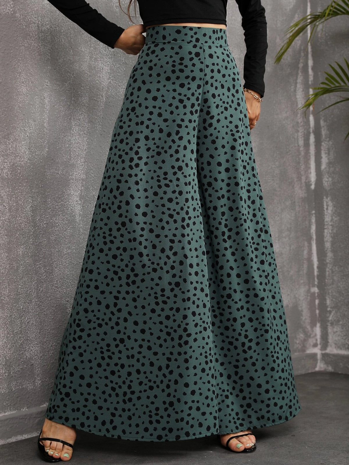 VCAY Dot Print Wide Leg Pants