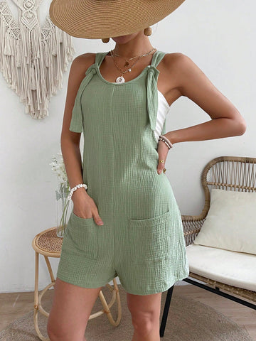 Dungaree Shorts With Double Pockets