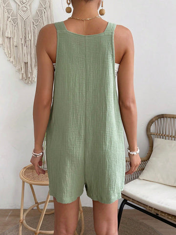 Dungaree Shorts With Double Pockets