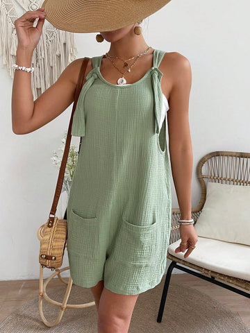 Dungaree Shorts With Double Pockets