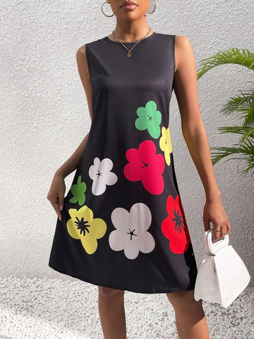 Floral Print Casual Sleeveless Dress