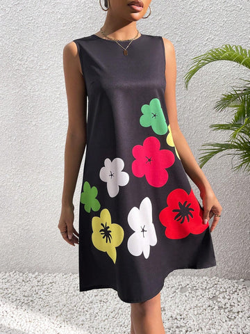 Floral Print Casual Sleeveless Dress