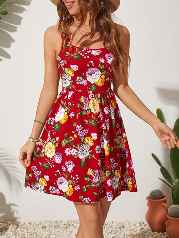 Floral Print Flare Hem Dress