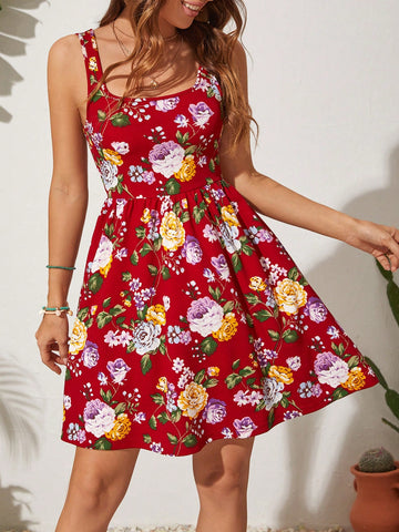 Floral Print Flare Hem Dress