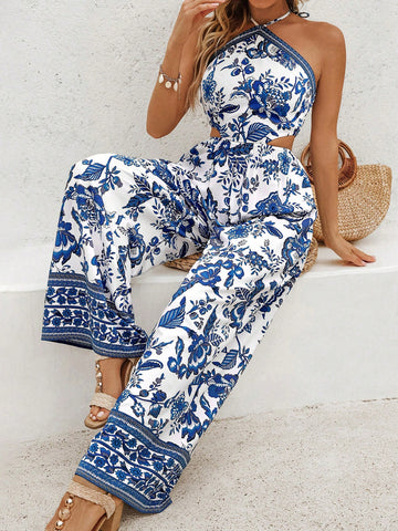 Floral Print Halterneck Jumpsuit