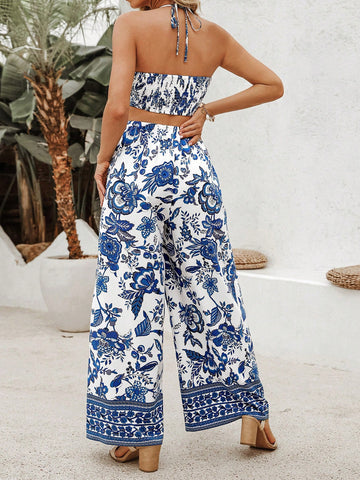 Floral Print Halterneck Jumpsuit