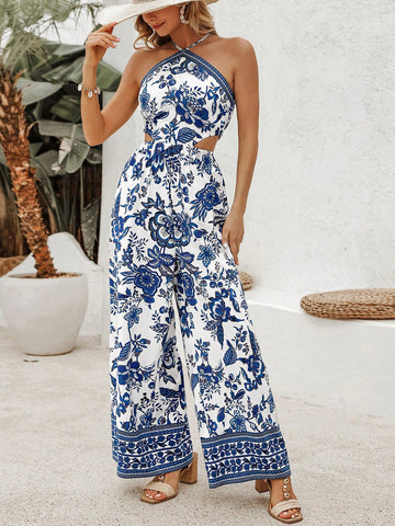Floral Print Halterneck Jumpsuit