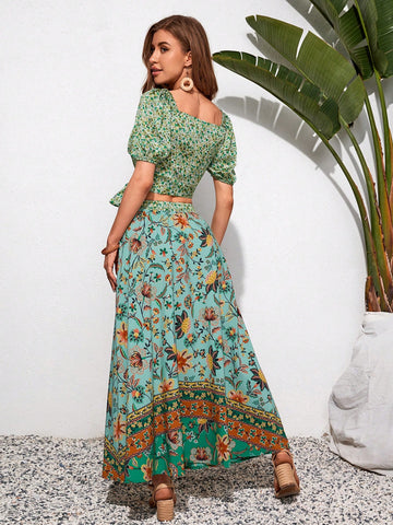 Floral Print Holiday 2pcs/Set