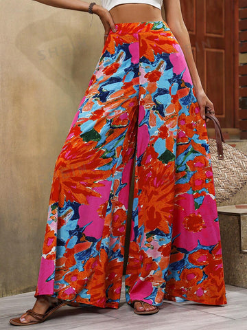 VCAY Floral Print Wide Leg Pants