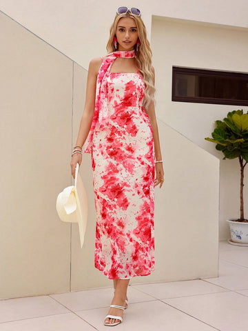 Floral Printed Fish Tail Hem Cami Dress