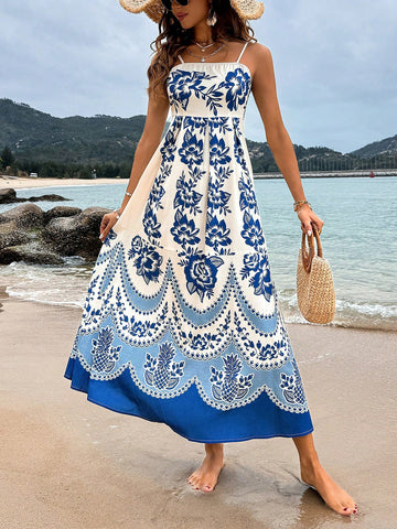 Floral Printed Pleated Cami Dress