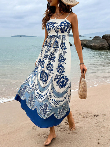 Floral Printed Pleated Cami Dress