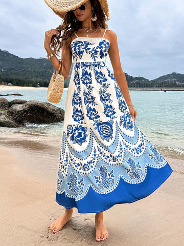 Floral Printed Pleated Cami Dress