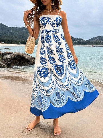 Floral Printed Pleated Cami Dress