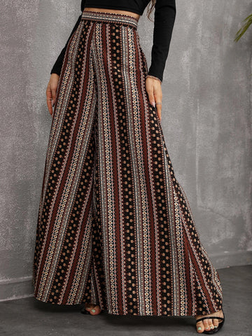 VCAY Floral Wide Leg Pants Without Belt