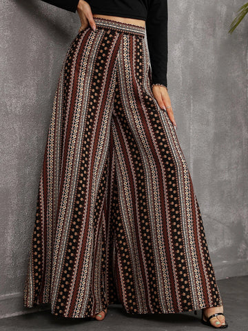 VCAY Floral Wide Leg Pants Without Belt