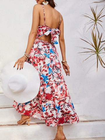 Full Print Spaghetti Strap Dress