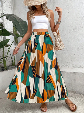 CAY Geo Print Pleated Skirt