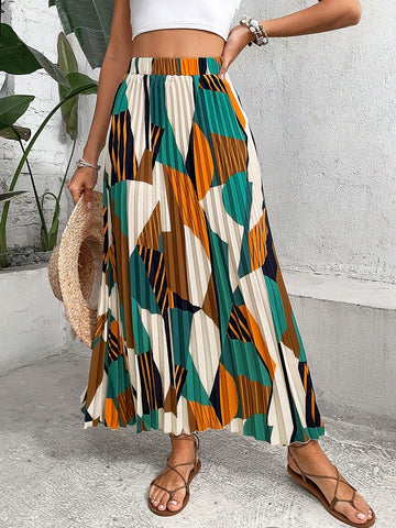 CAY Geo Print Pleated Skirt