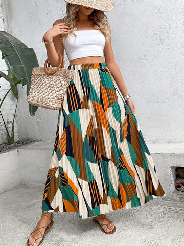 CAY Geo Print Pleated Skirt