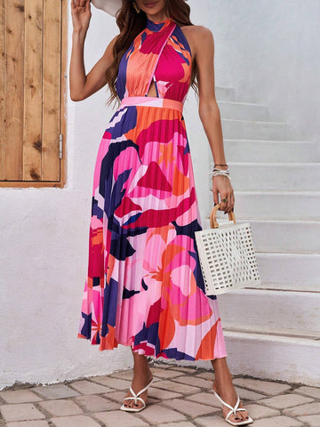Halter Neck Backless Sundress (Random Prints)