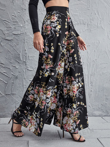 VCAY High Waist Floral Wide Leg Pants