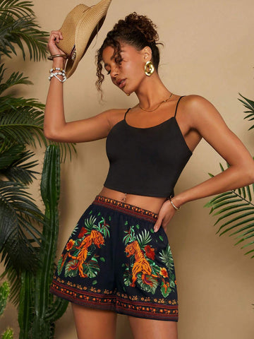 VCAY Holiday Full-Print High Waist Wide-Leg Women's Pants