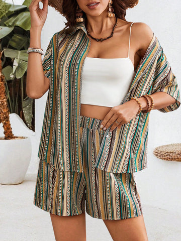 Holiday Geometric Printed Women'S 2pcs Set