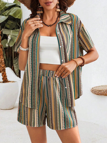 Holiday Geometric Printed Women'S 2pcs Set