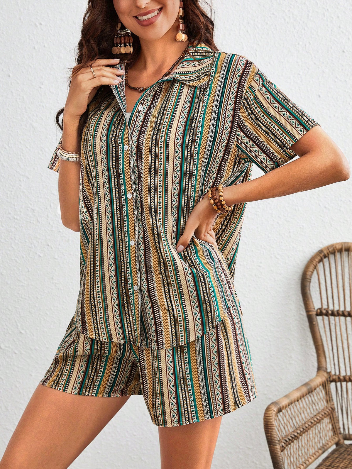 Holiday Geometric Printed Women'S 2pcs Set