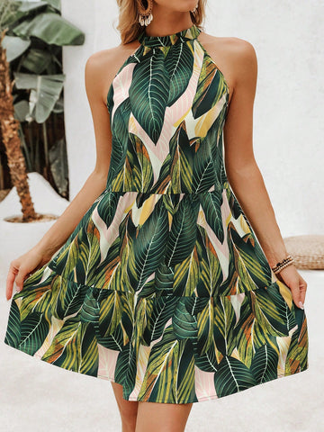 VCAY Holiday Plant Printed Women'S Dress