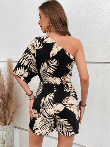 Holiday Style One Shoulder Romper For Women