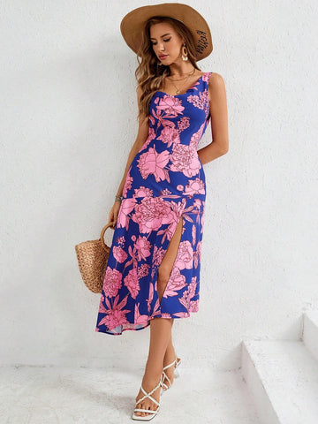 Holiday Woven Dual-Color Printed Split Pride Dress