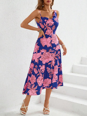 Holiday Woven Dual-Color Printed Split Pride Dress