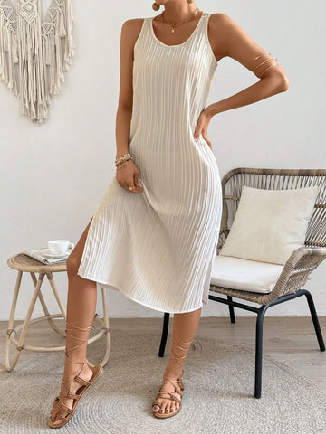 VCAY Lace Spliced Slit Maxi Dress