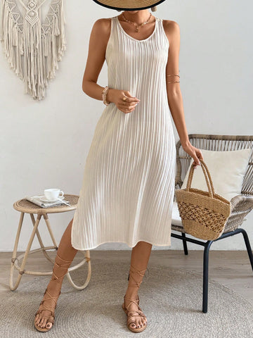 VCAY Lace Spliced Slit Maxi Dress