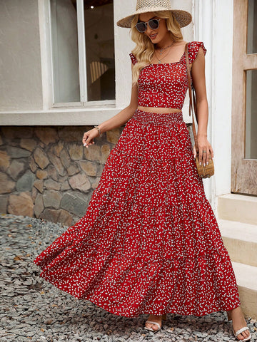Ladies' Elegant Quality Heart Printed Suit
