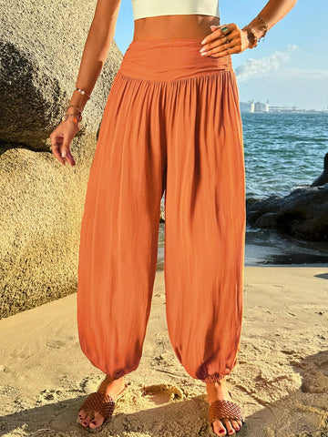 VCAY Ladies' Lantern Pants With Wide Waistband